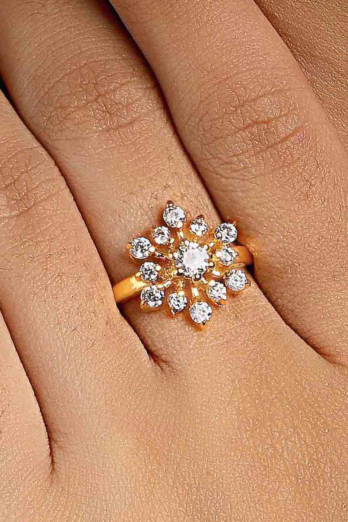 Buy Gold Embellished Floral Ring by Sica for women online at ScrollnShops